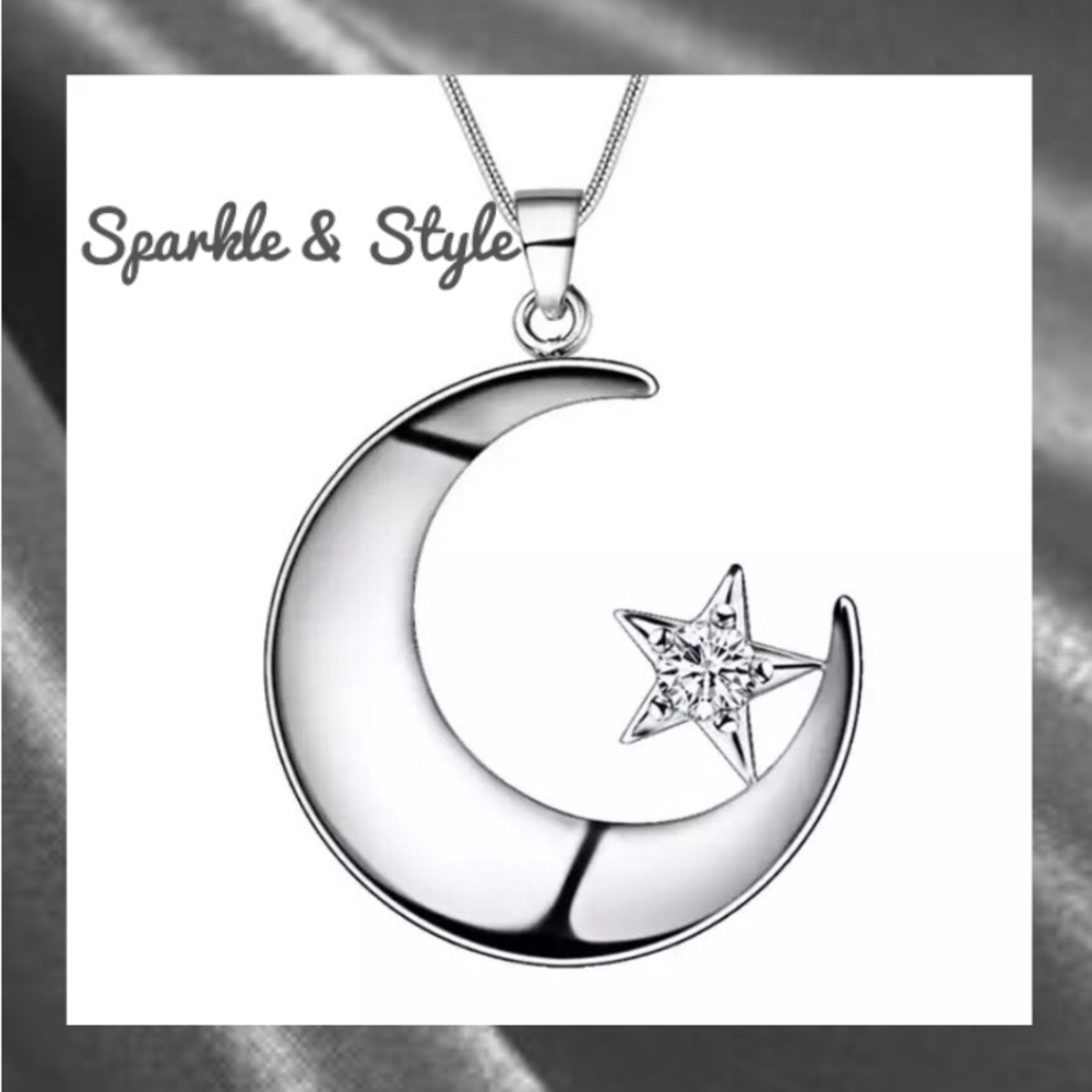 ✨ Sterling Silver Moon and Star Necklace ✨